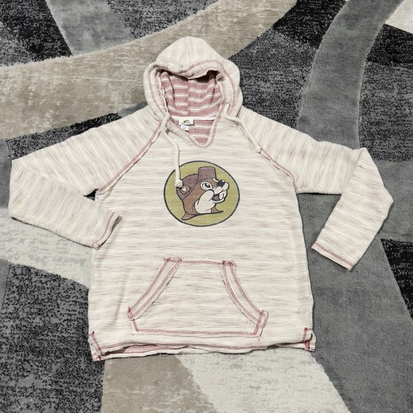 Buc-ees Sweatshirt Hoodie Men Small Brown Knit Pullover Grunge Beaver Gas - Picture 1 of 11